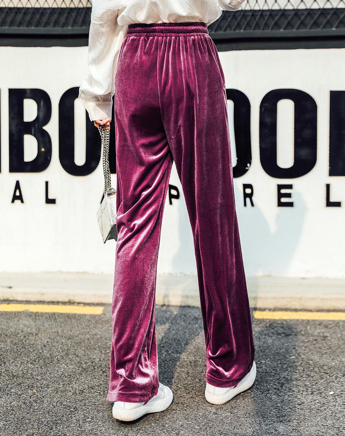 七格格金丝绒裤子女学生宽松韩版ulzzang百搭女阔腿裤港味绒面潮流