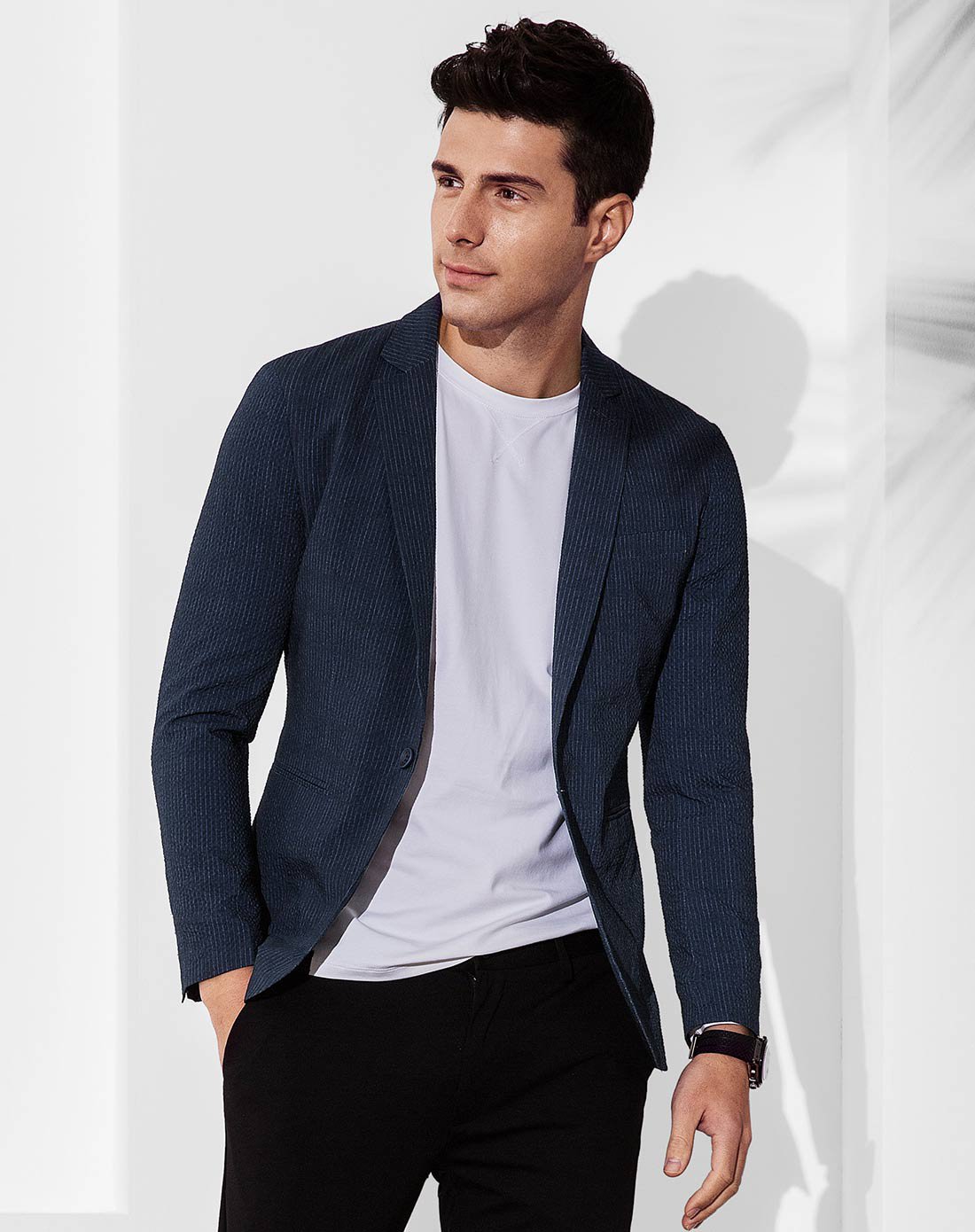 2018新款现代悬垂商务便西外套男士西服