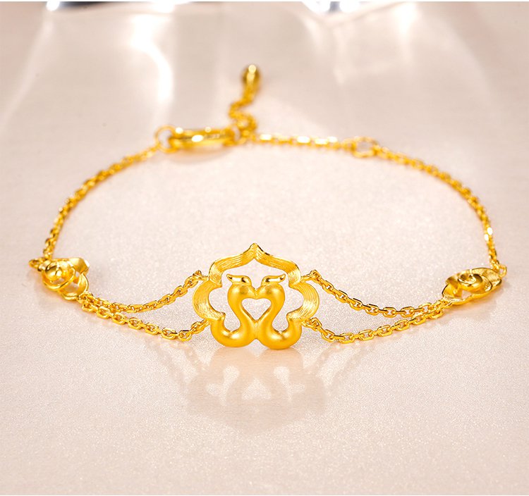 周六福 精品足金鸳鸯手链