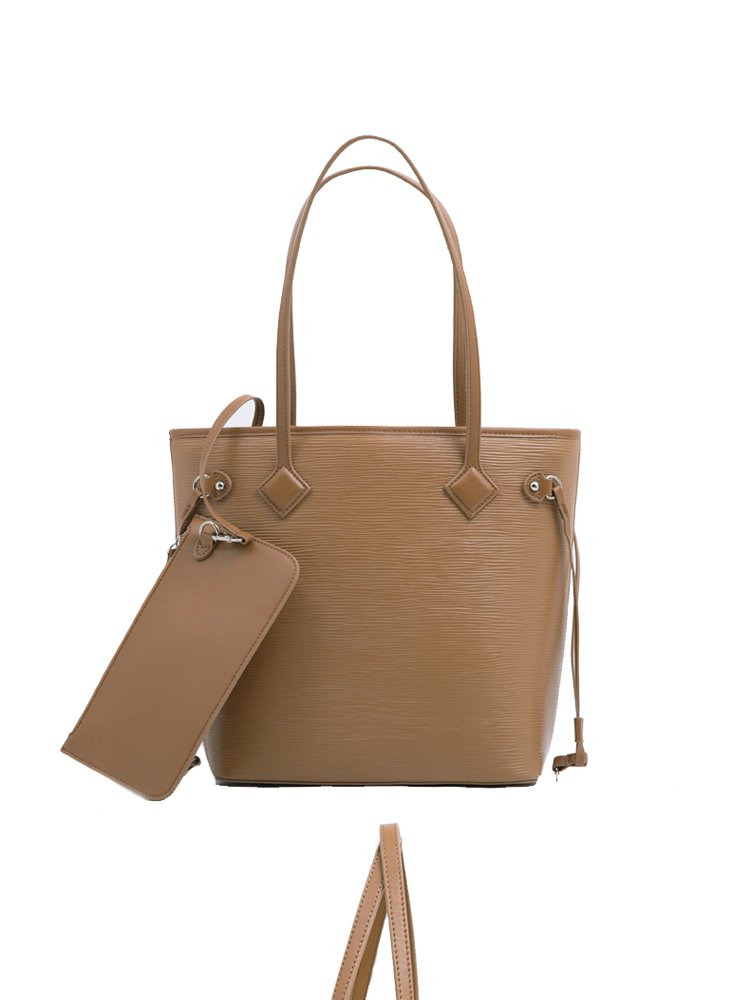 牛皮时尚水波纹通勤单肩包