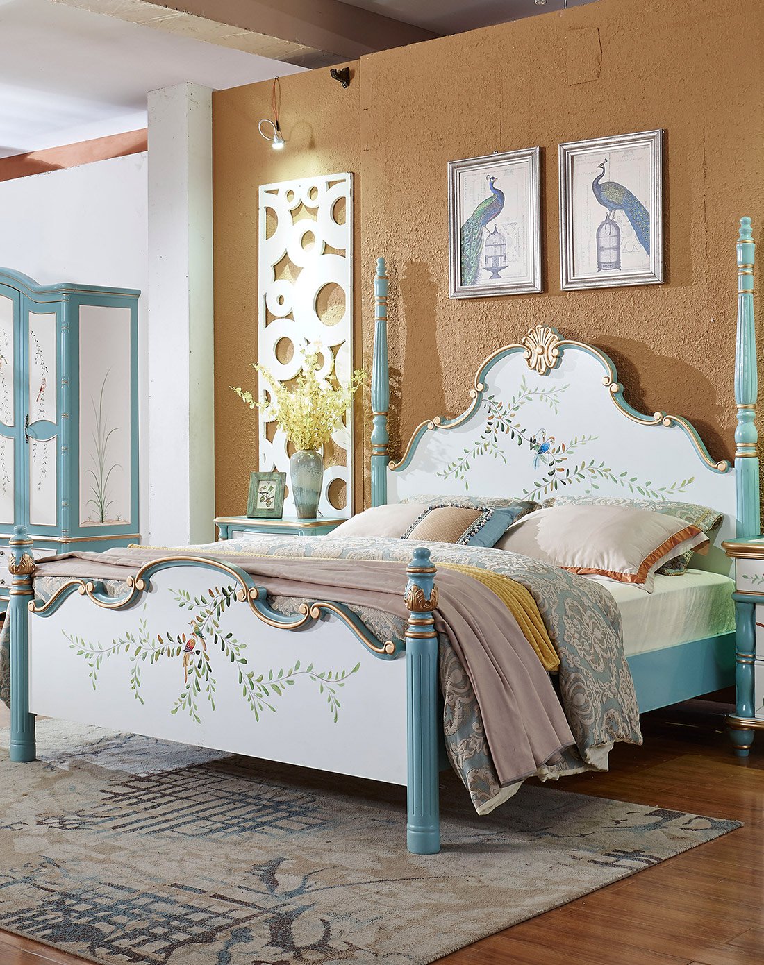 rococo洛可可精致弧形实木双人床 宫廷奢华床