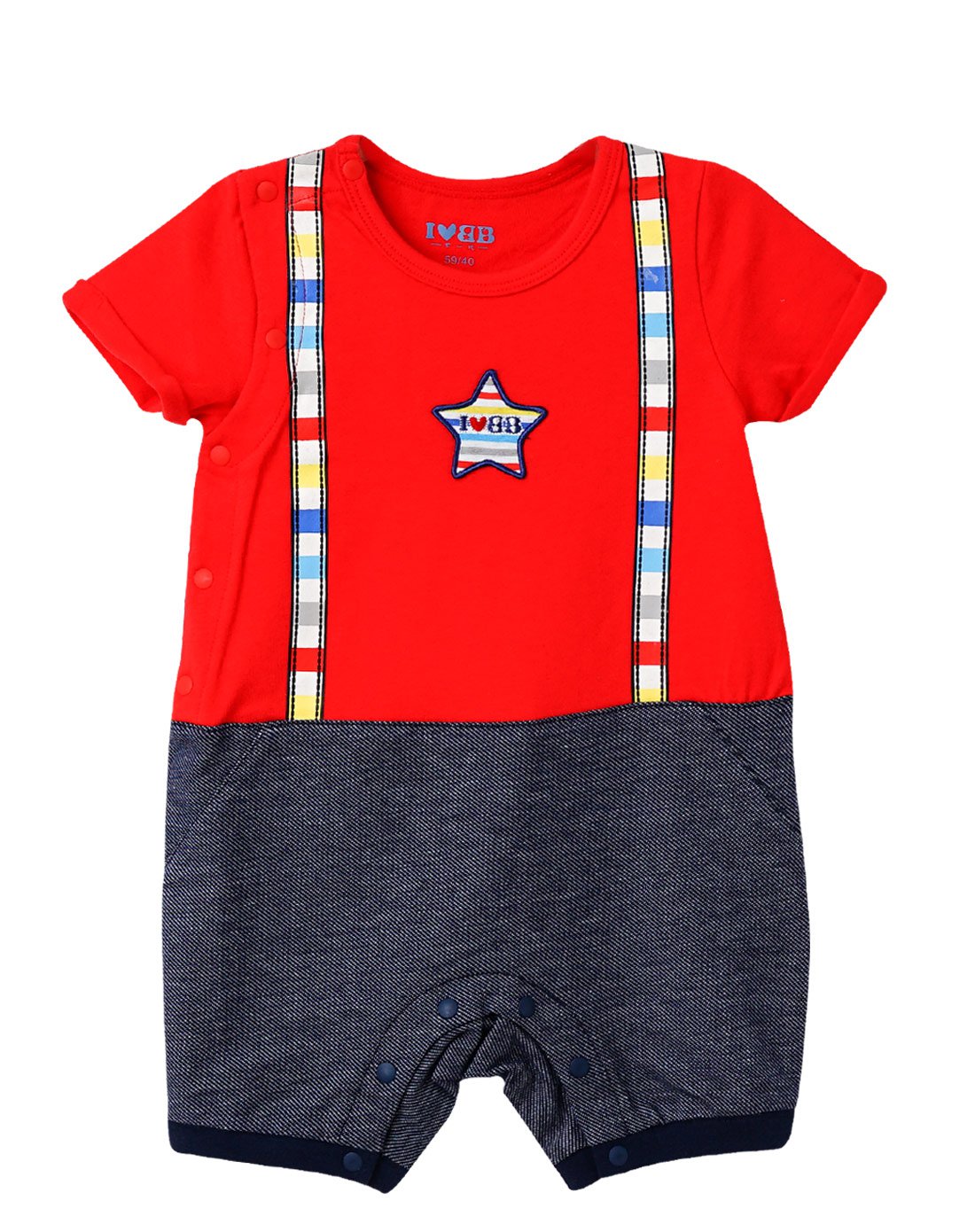 下一代 童装男女宝宝哈衣爬服 柔软舒适 热气球拼接短袖连体衣