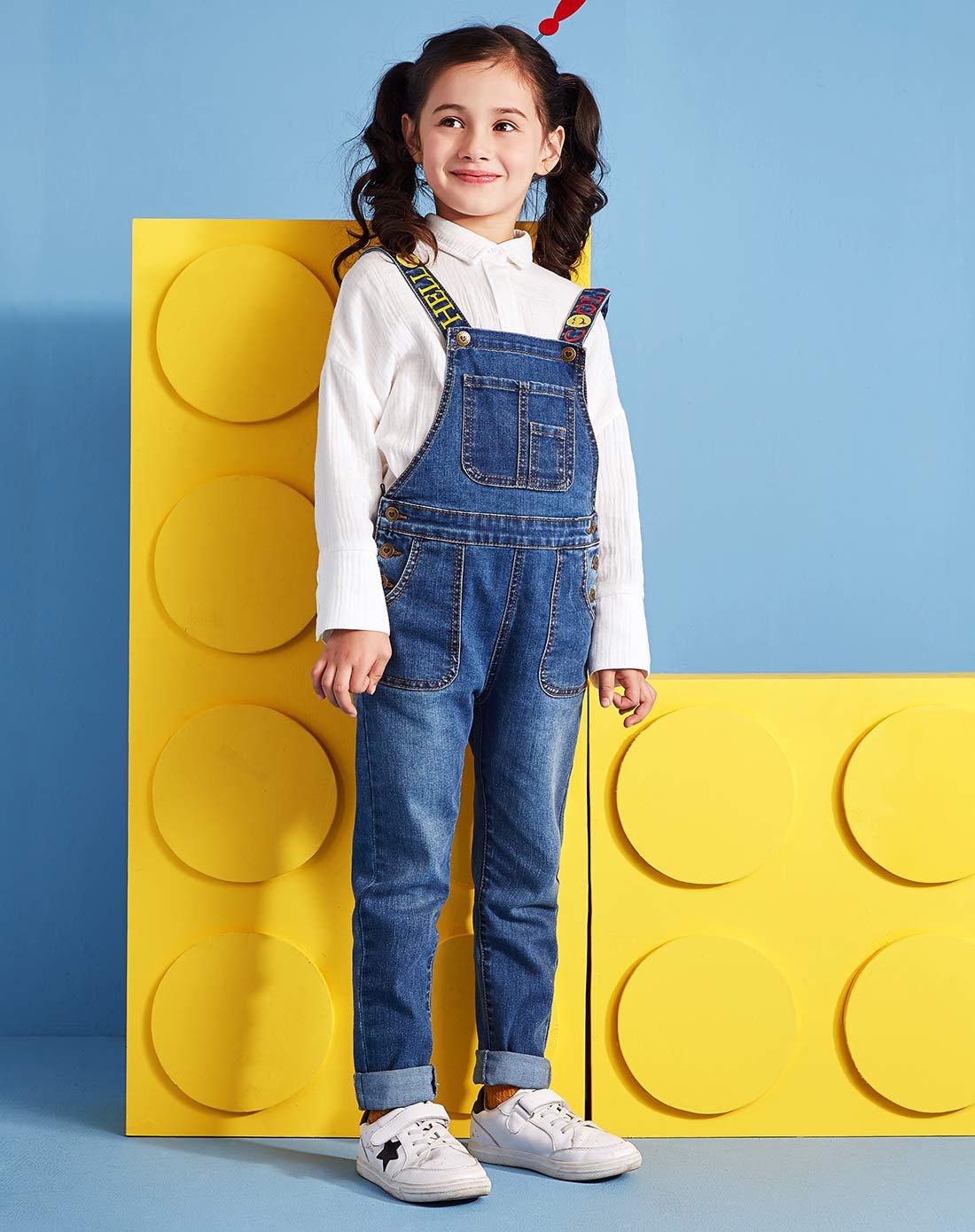 笛莎deesha2018春秋季新款童装女童牛仔背带裤6-12岁