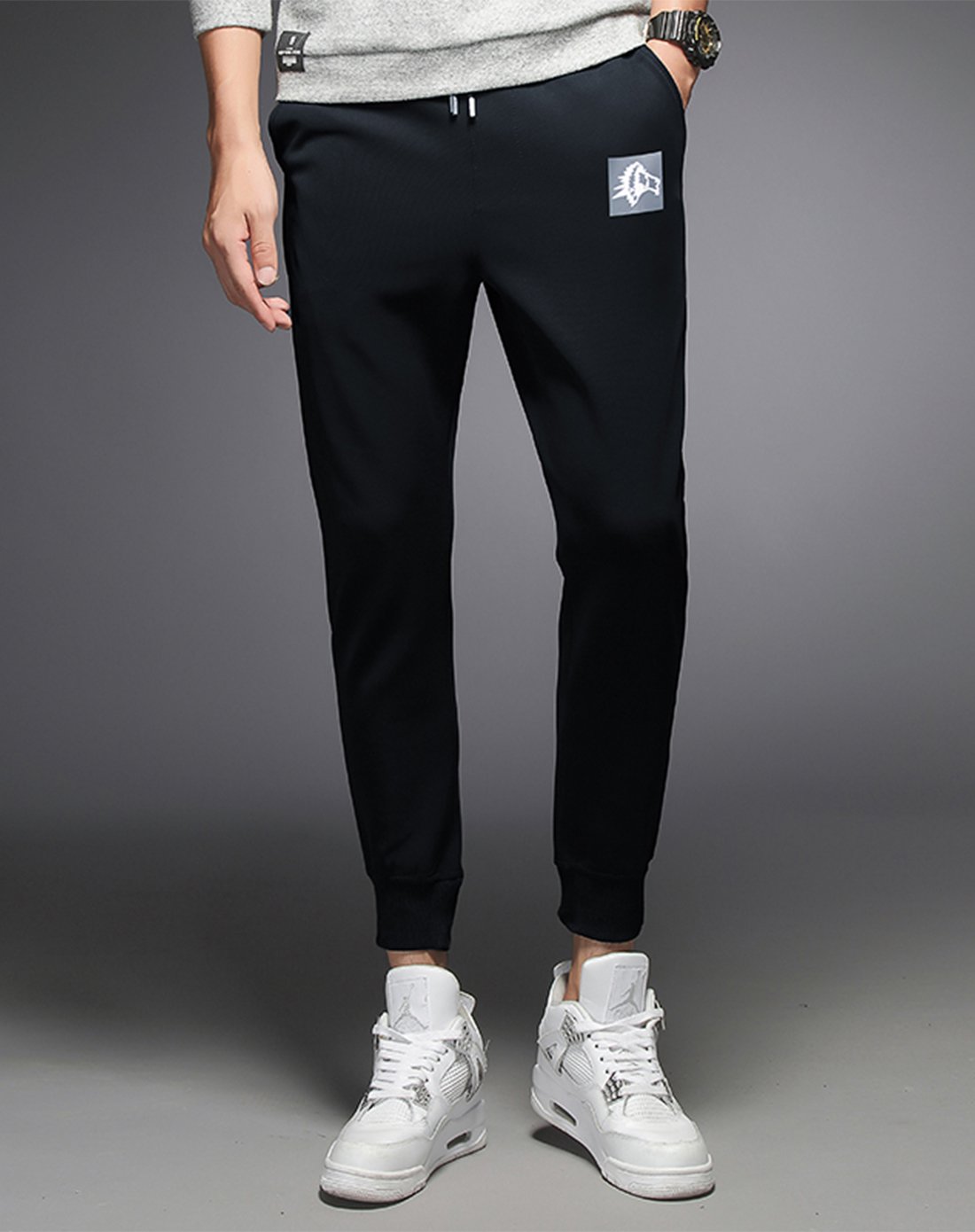 巴贝/babei 2018夏季新品简约时尚卫裤修身版型男士休闲裤