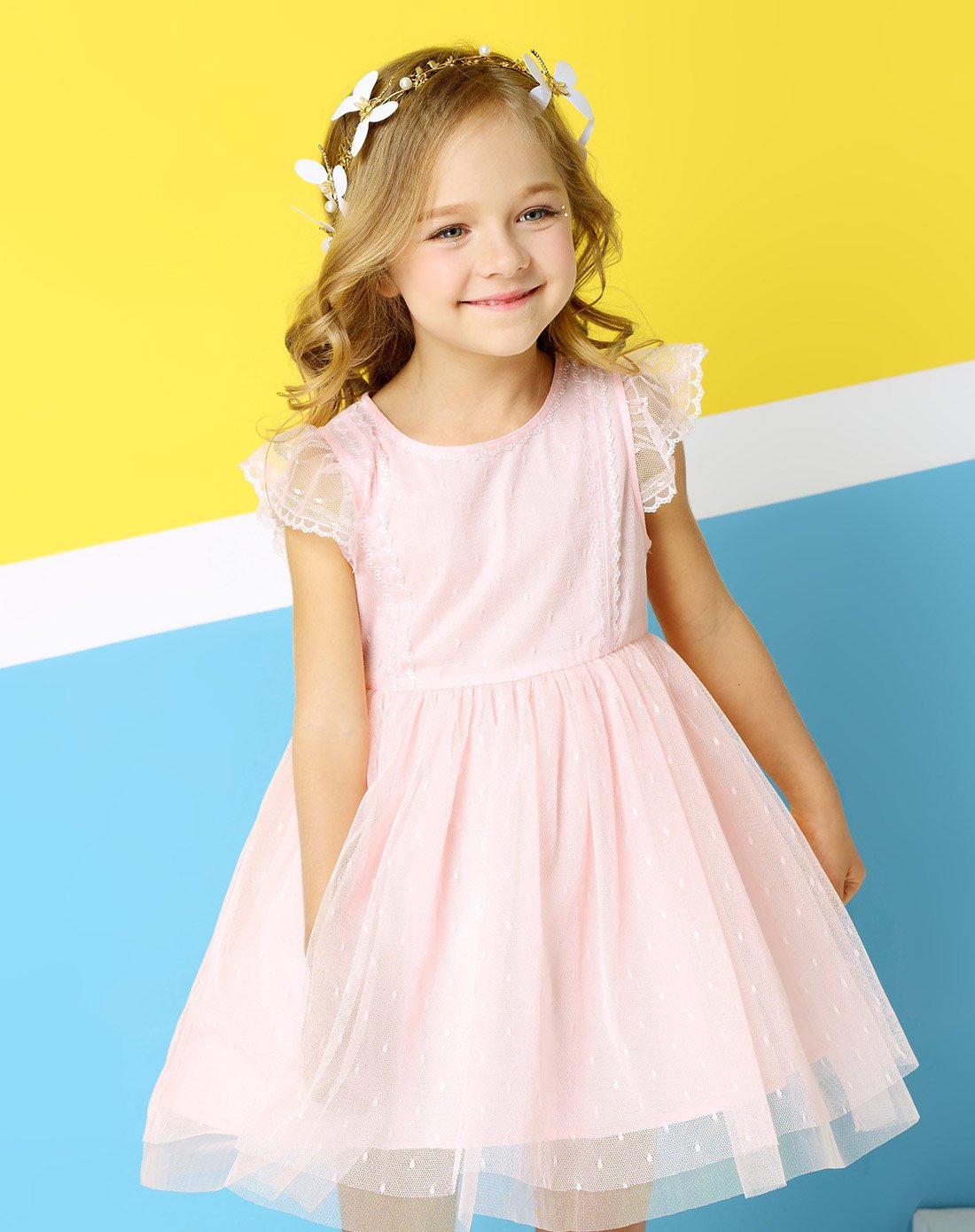 安奈儿童装女童连衣裙2018夏季新款无袖公主裙蕾丝a字裙