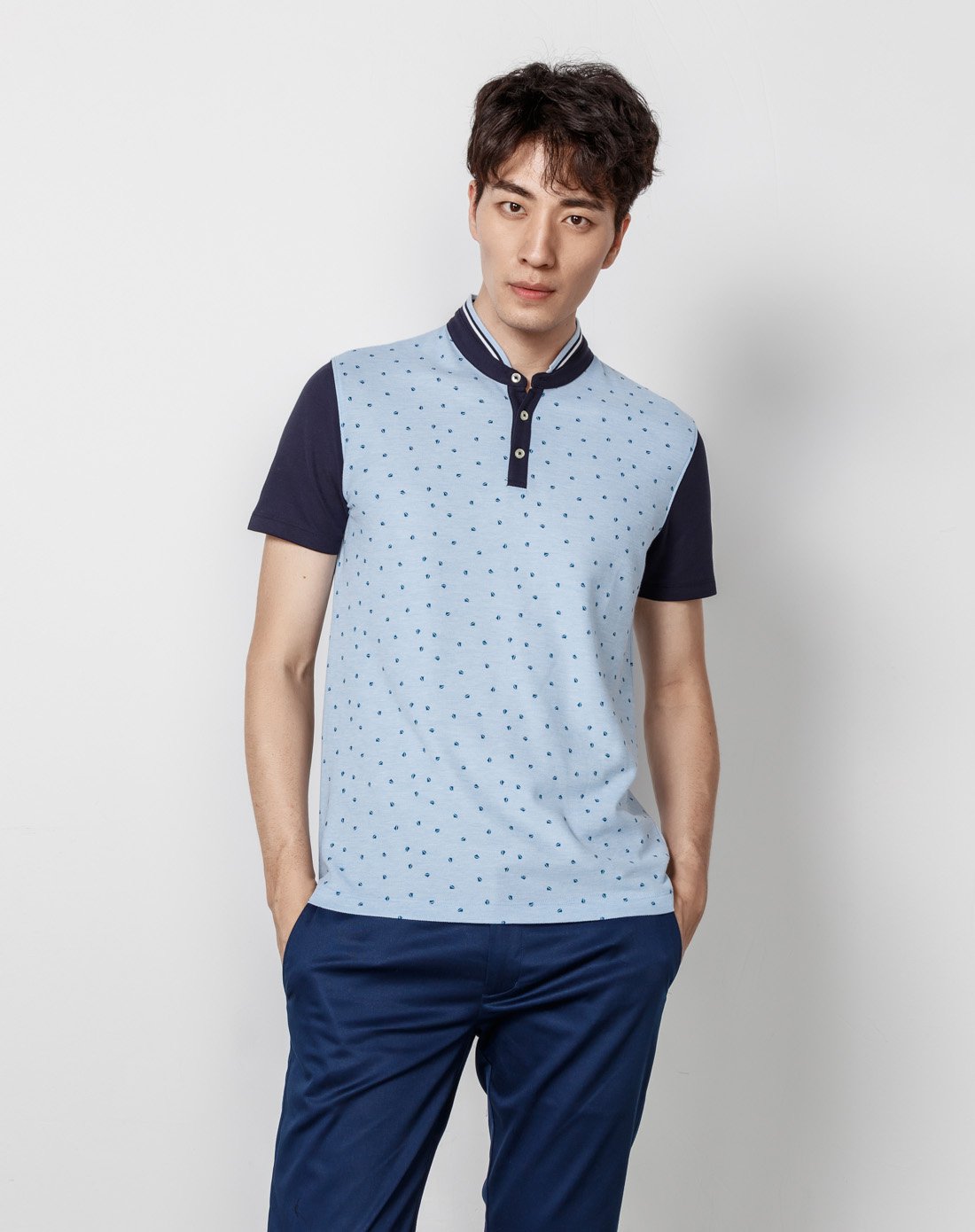 时尚休闲 男款polo衫 印花立领