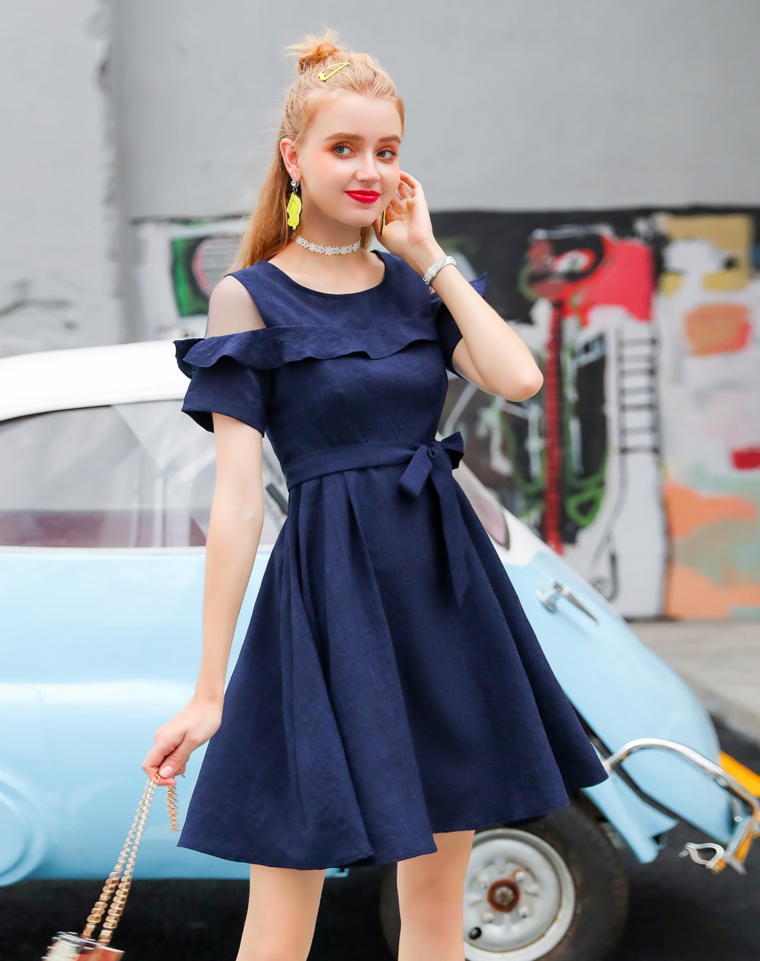 底价开抢-超实惠女装2018夏季新款时尚网纱露肩甜美可爱公主裙纯色