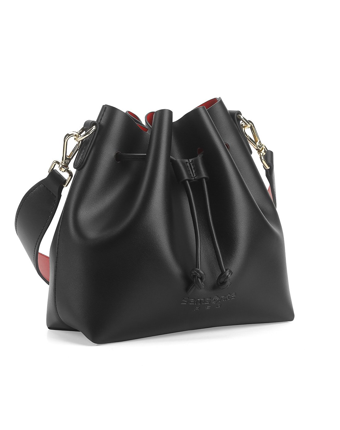 samsonite/新秀丽女包单肩斜挎包时尚pu皮抽绳束口袋水桶包bk8