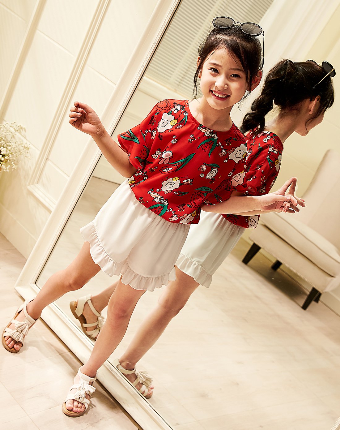 唐狮童装2018夏季中大儿童女童童装运动休闲短袖套装夏新款韩版短袖