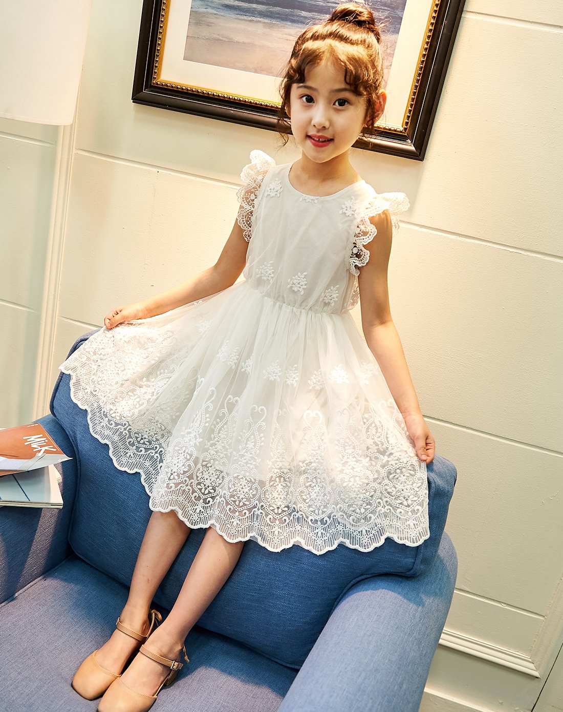 女童连衣裙子无袖夏季新款小女孩女童公主裙韩版蓬蓬裙纱裙连衣裙潮