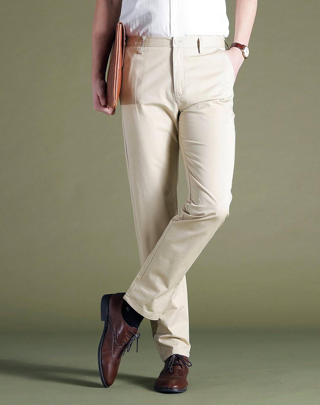 nt夏季新款男士轻商务休闲裤直筒纯棉修身裤修身款薄裤子