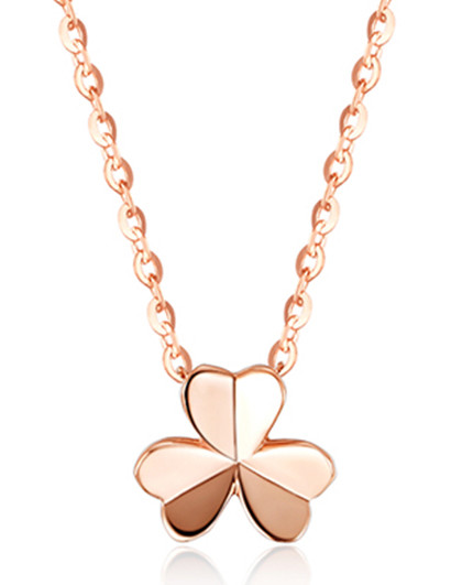 佐卡伊 三叶草 玫瑰18k金项链套链