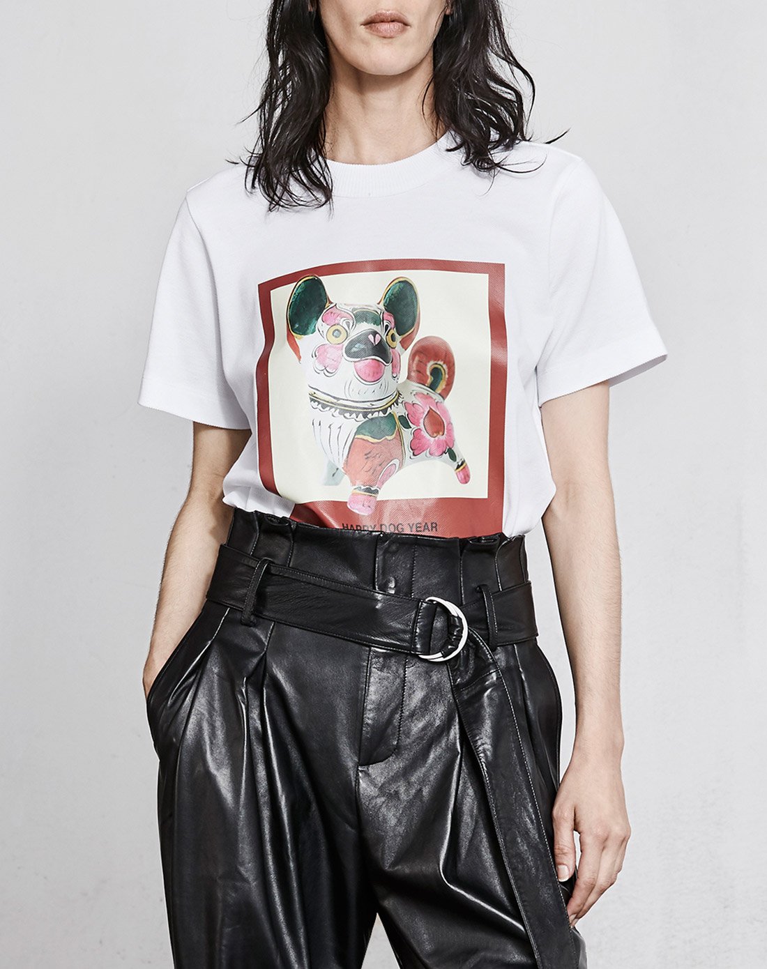 圆领胶印图案纯棉短袖t恤