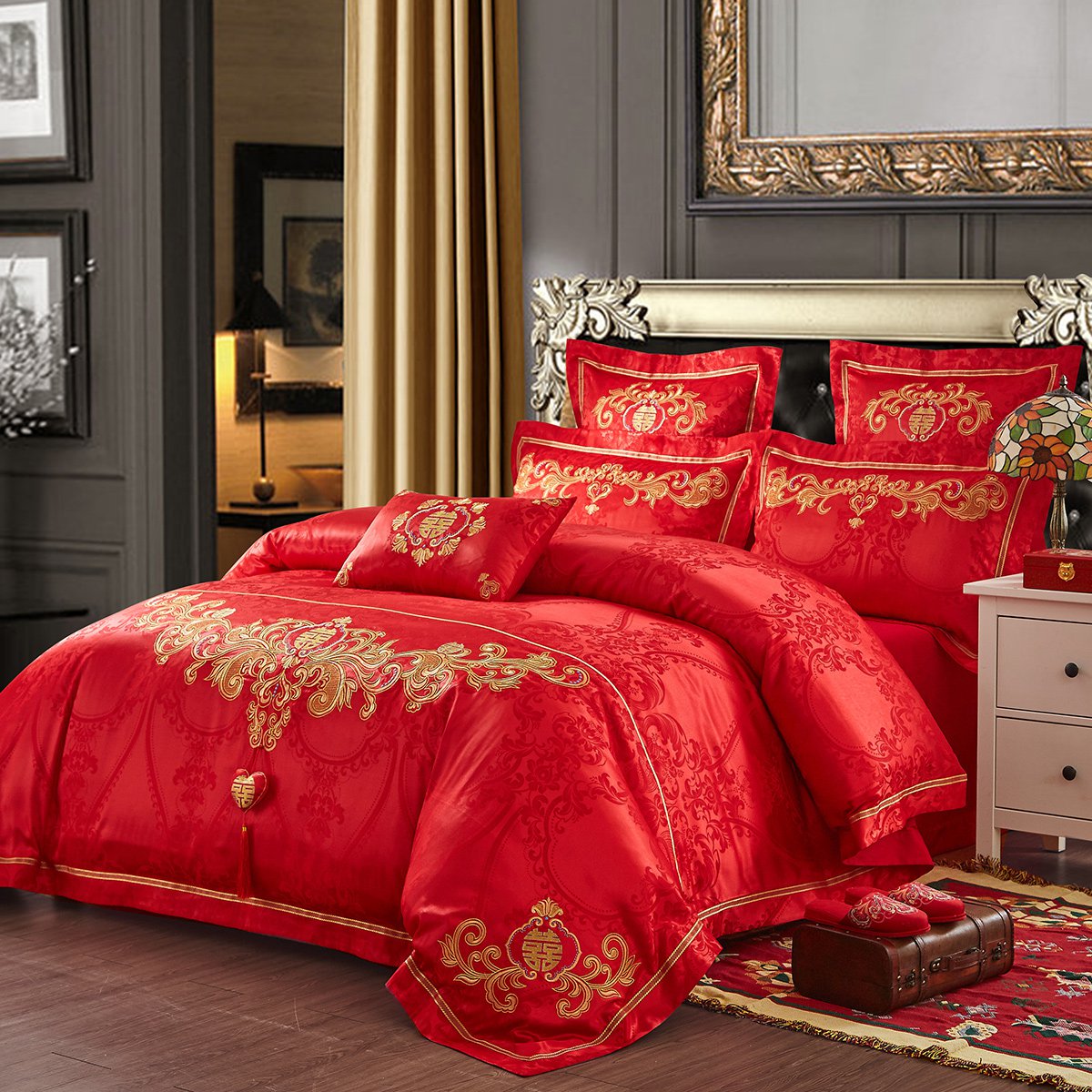 1.8m床原创中式千禧缘床单式婚庆套件