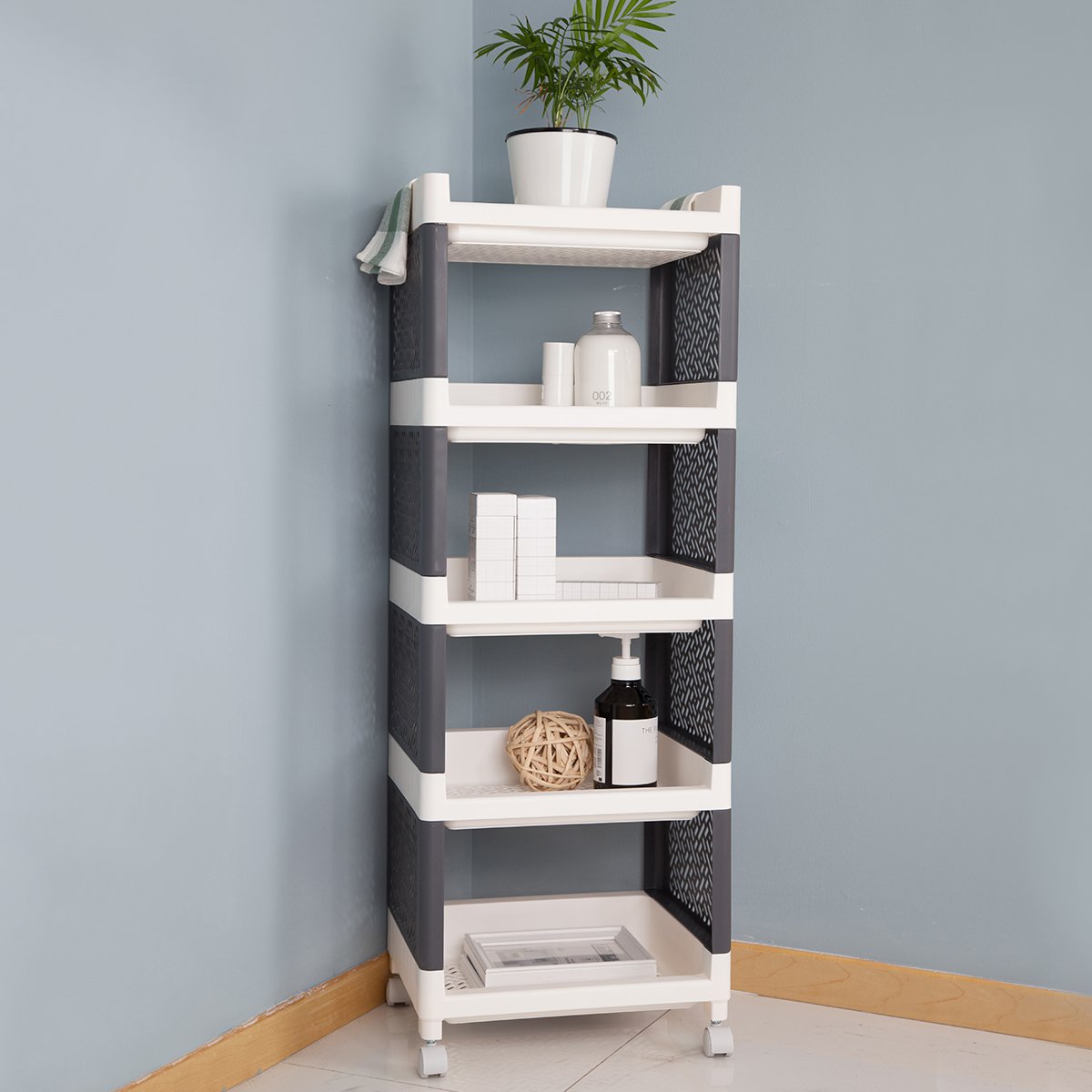 带轮置物架厨房收纳架浴室储物架塑料落地架