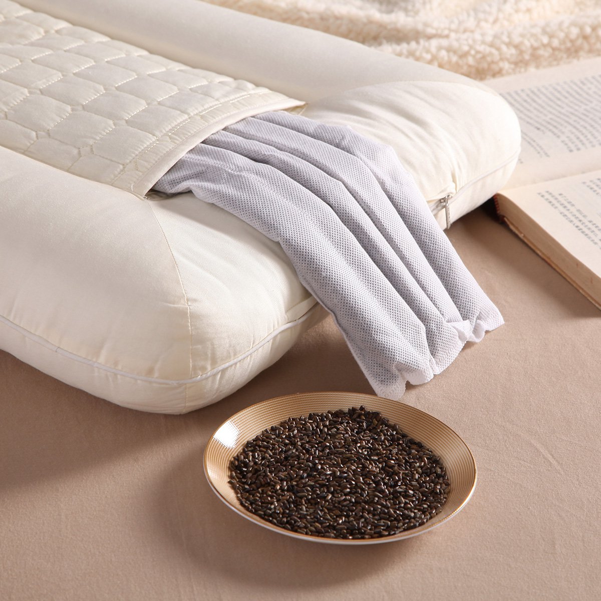 48*74cm单只装单人成人亲肤透气决明子全棉护颈枕芯枕头花草枕