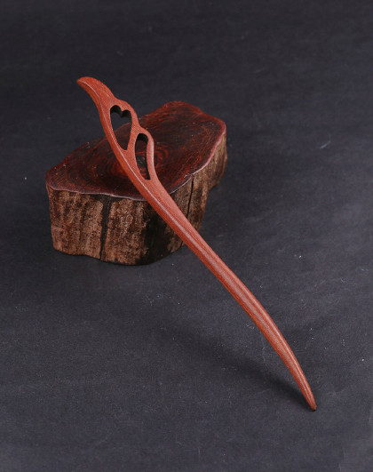 红檀凤羽发簪檀木精美女款古典发簪发叉