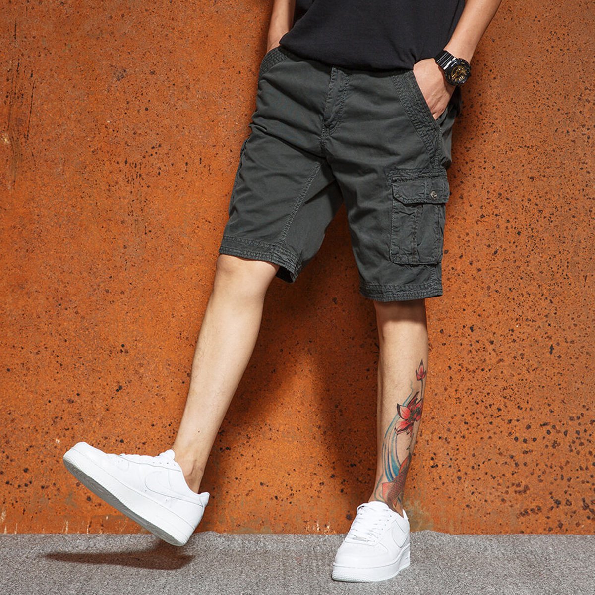 2018夏季新款纯色潮流舒适男式短裤