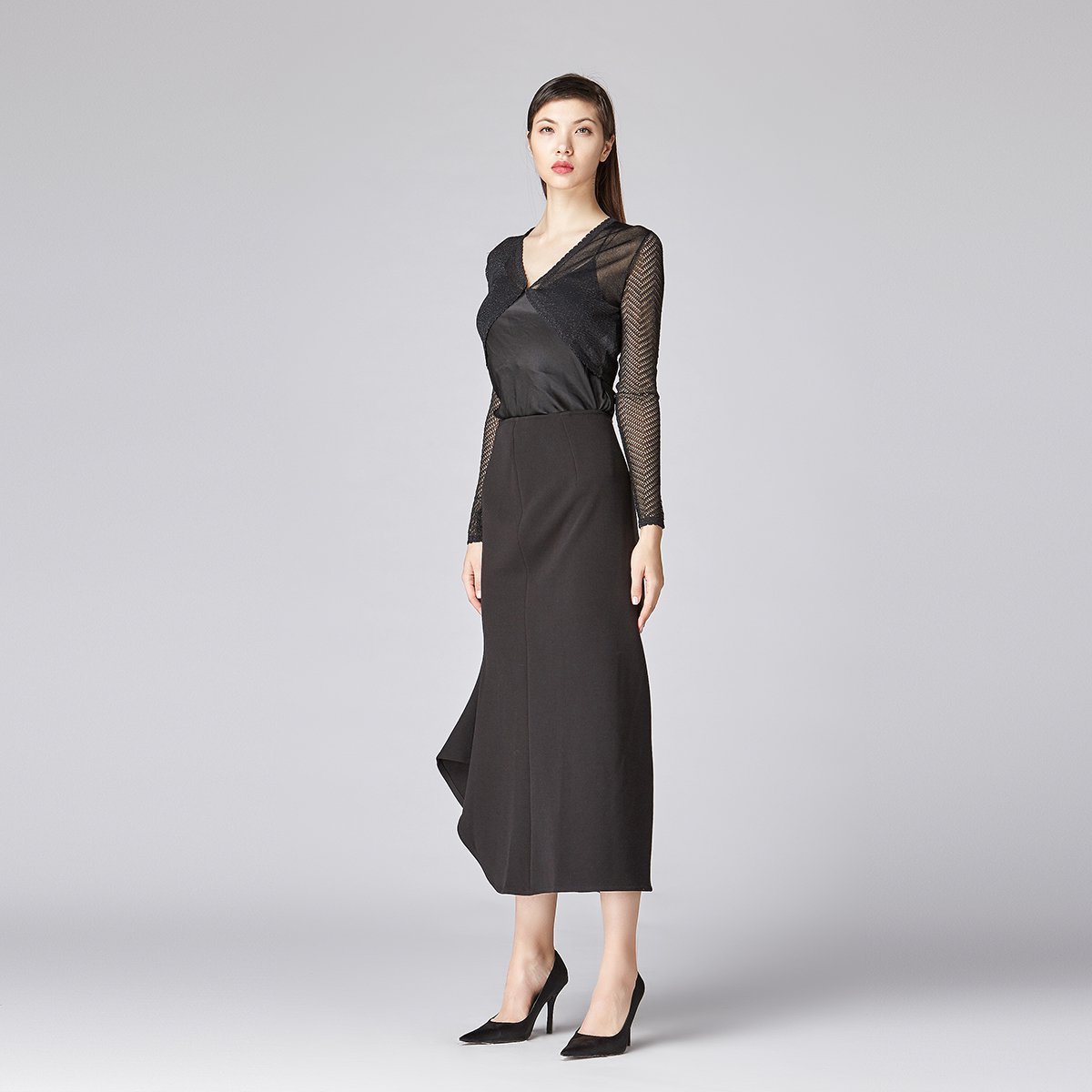 裙子女2019女士显瘦长款鱼尾纯色气质简约轻奢过膝半身裙