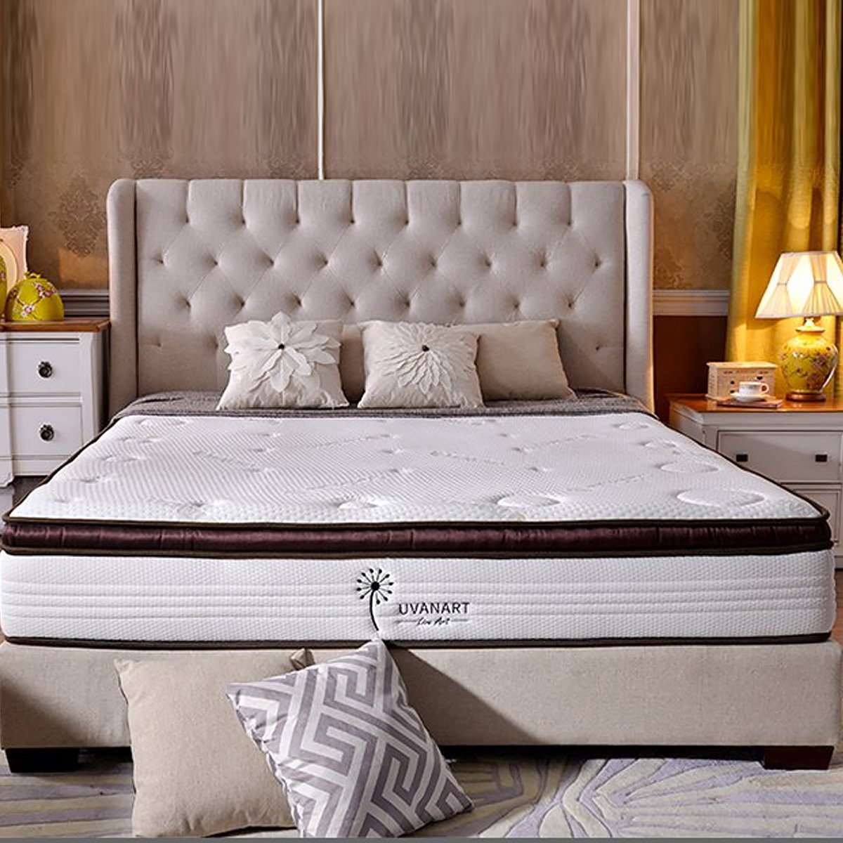 库斯1.5米/1.8米30cm厚软硬适中双人弹簧环保海绵天然乳胶床垫