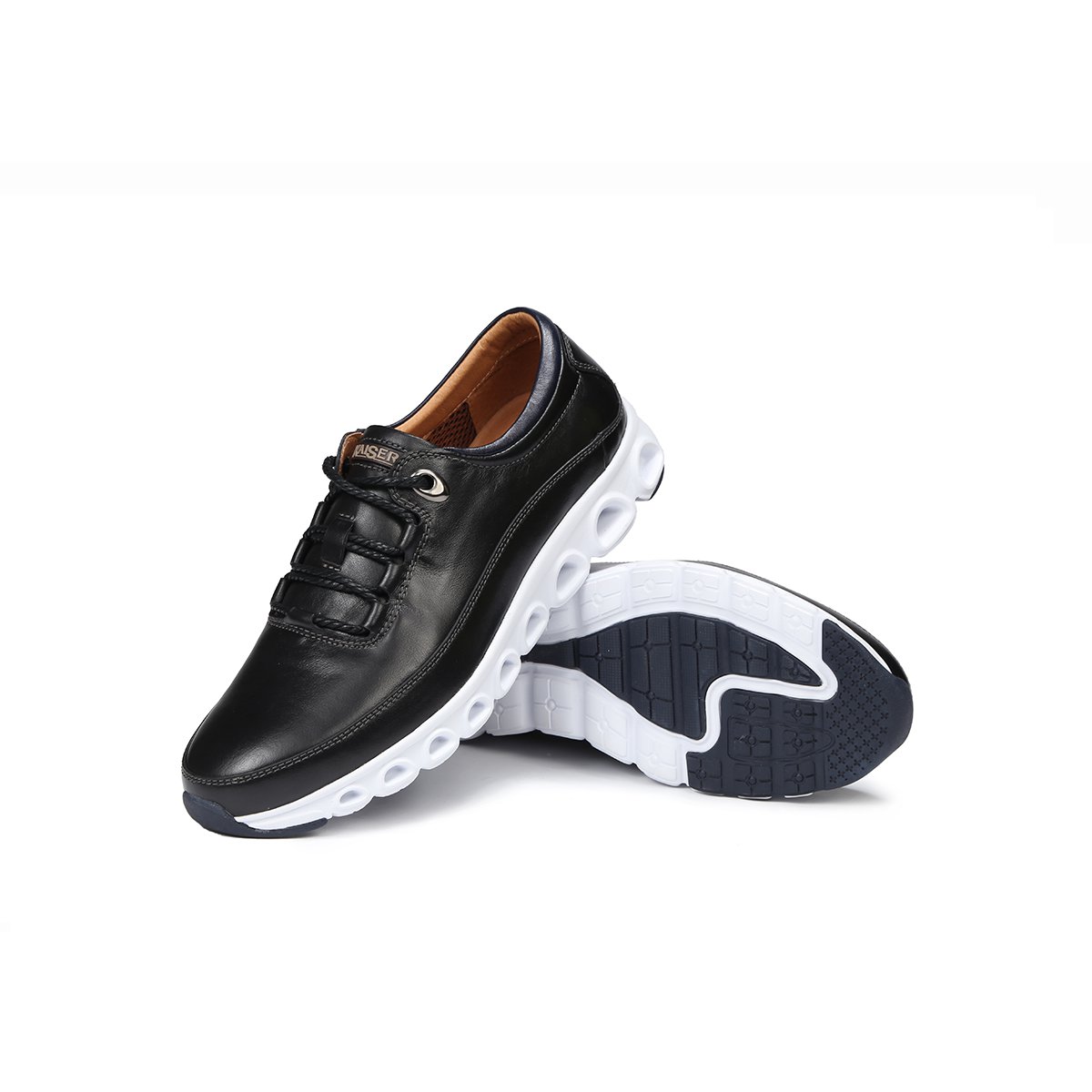 凯撒kaiser男鞋 牛皮超轻底运动户外纯色系带休闲男鞋