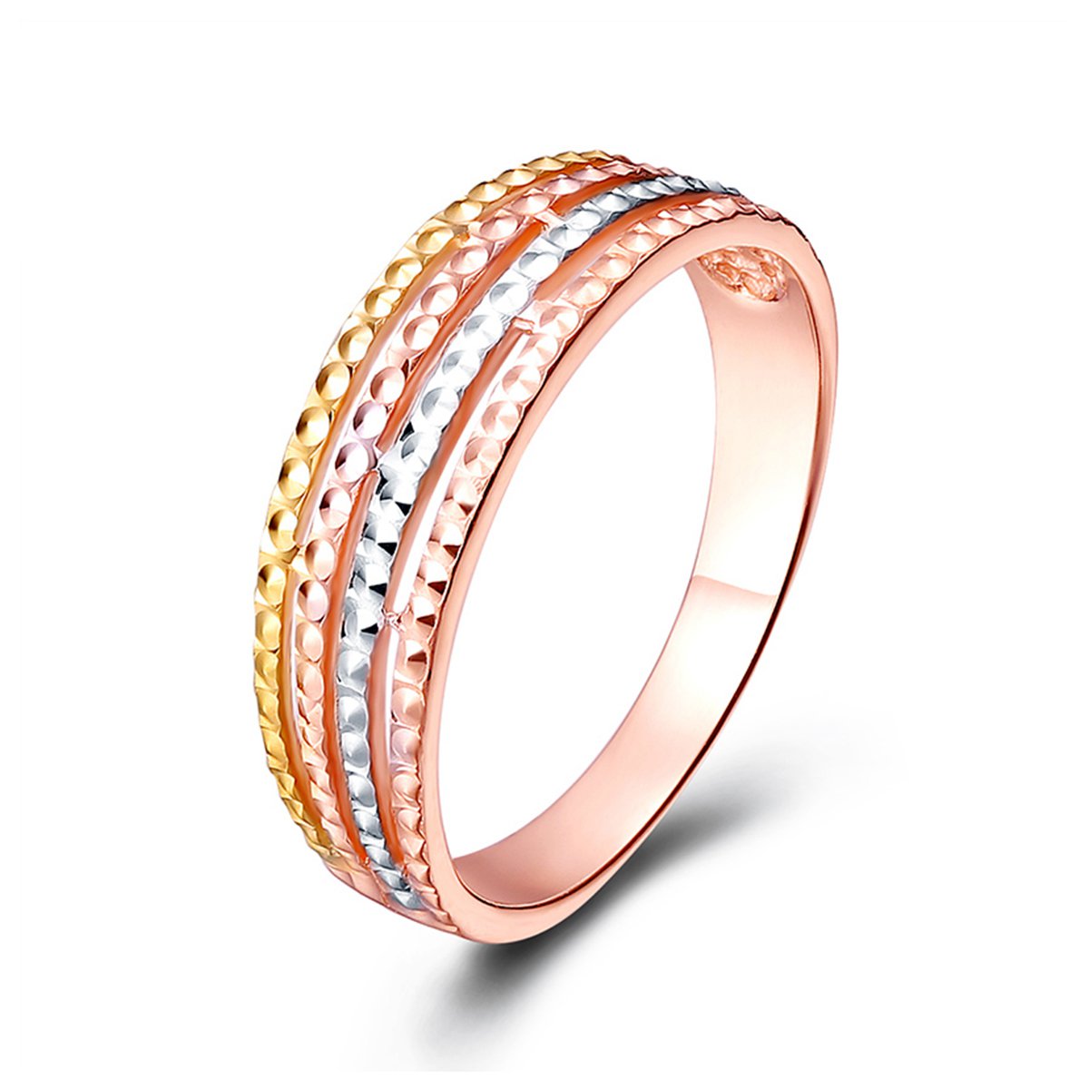 吾昔 超值时尚韩版彩金车花戒指/18k金戒指/指环