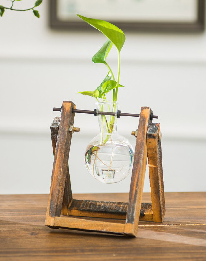 美式简约水培花瓶创意玄关书房摆件现代透明玻璃花瓶摆设水培容器