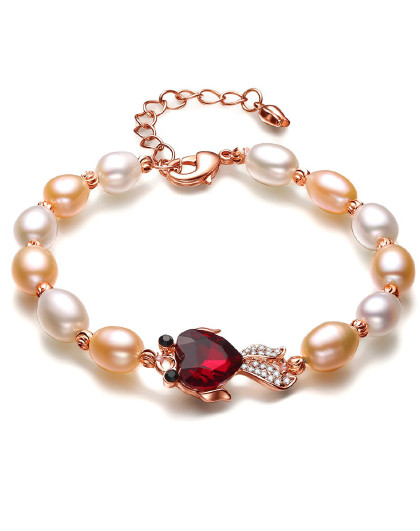 仙蒂瑞拉 小金鱼 6.5-7.5mm简约混彩天然珍珠手链