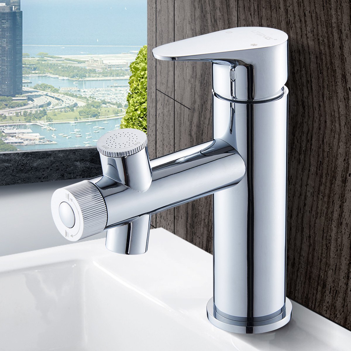 蓝藤7153全铜面盆水龙头冷热浴室单孔上喷水龙头洗脸盆台下盆龙头