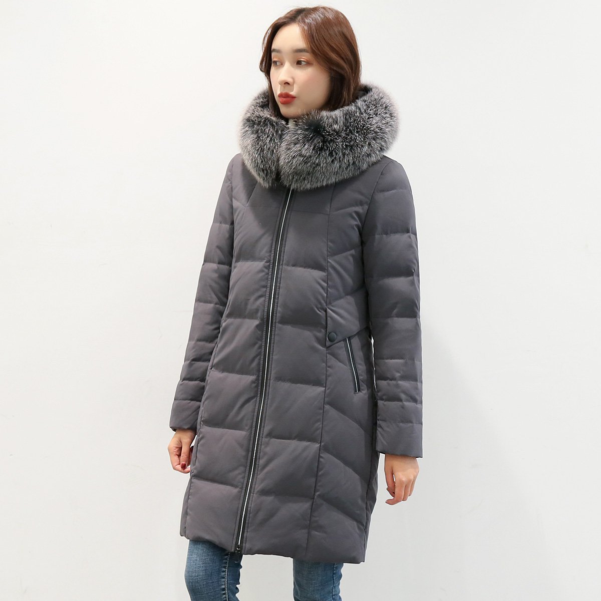 【唯品会】 雅鹿雅鹿2018年新款女式中长款连帽修身女款羽绒服ys