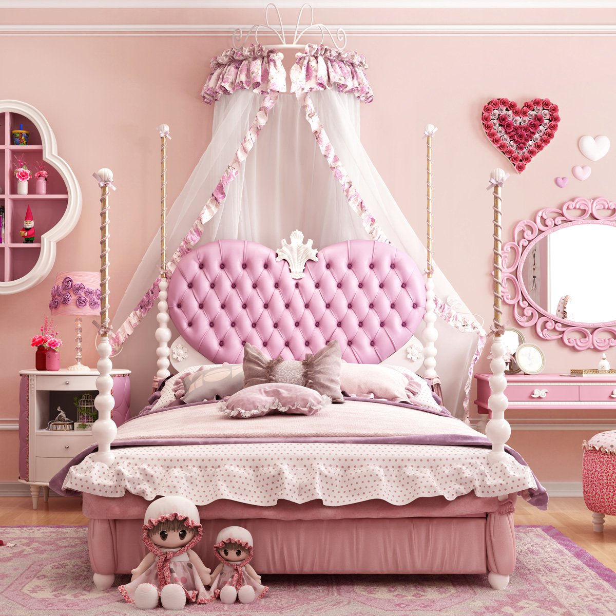 爆款高端贵族粉色公主床套房 双人床 婚床实木床欧式床欧式家具实木床