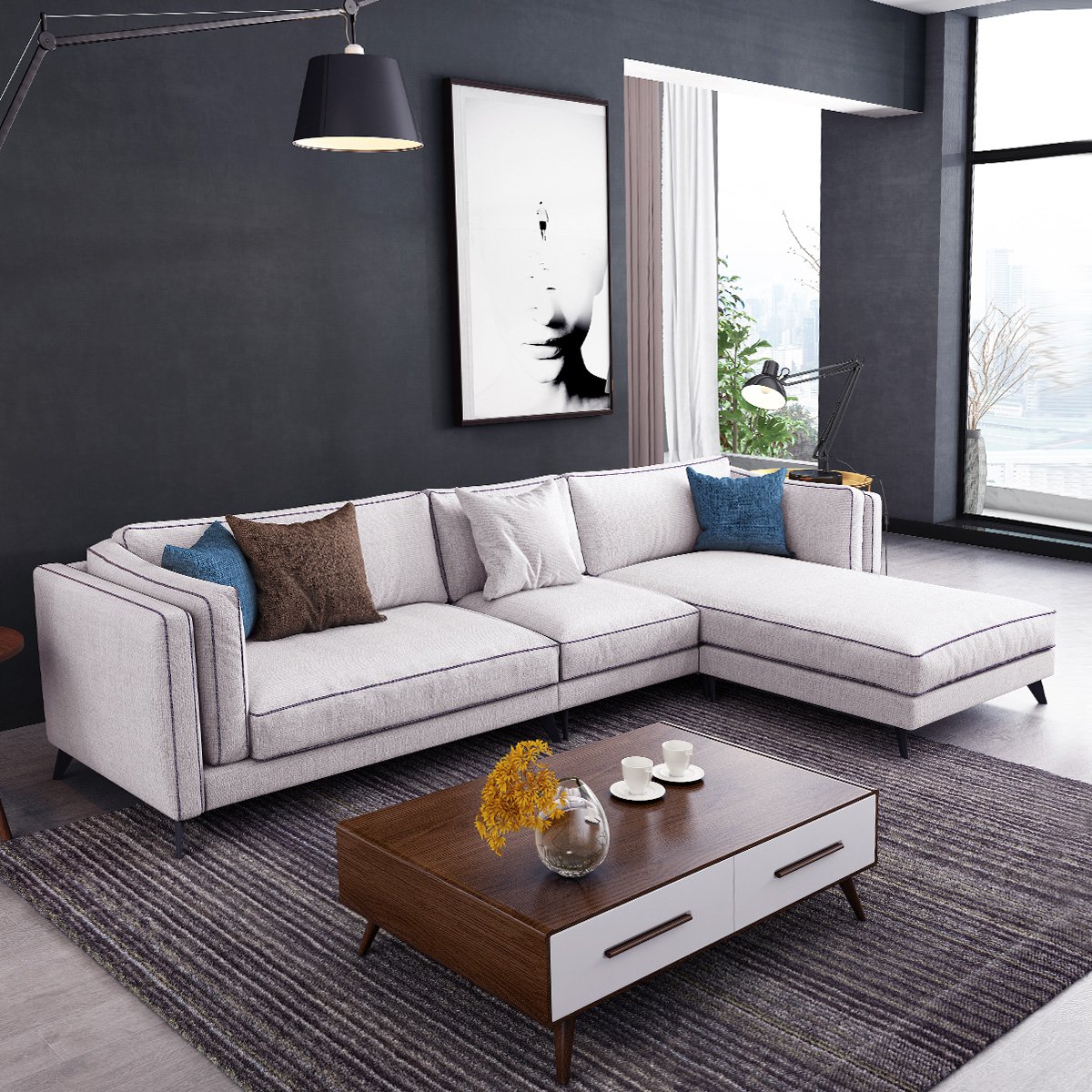 格调北欧布艺沙发 小户型客厅整装现代简约可拆洗沙发 意大利米兰风格