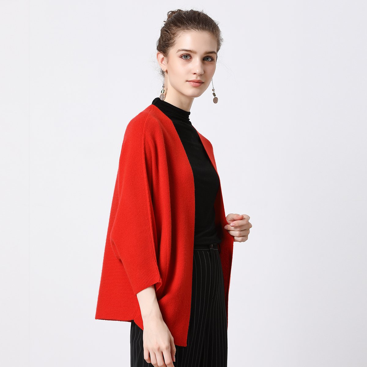 反季清仓-恩佐anjor羊绒女装专场 反季清仓恩佐秋冬宽松九分袖无领