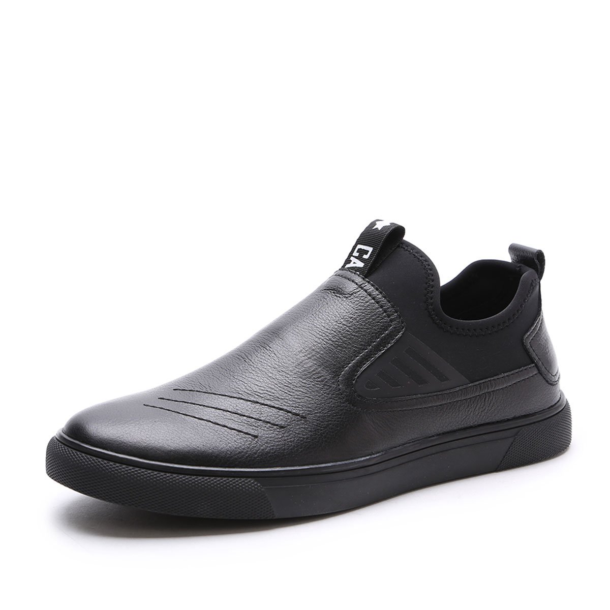 梦特娇套脚扁头车缝线耐磨软面头层牛皮时尚休闲鞋男鞋