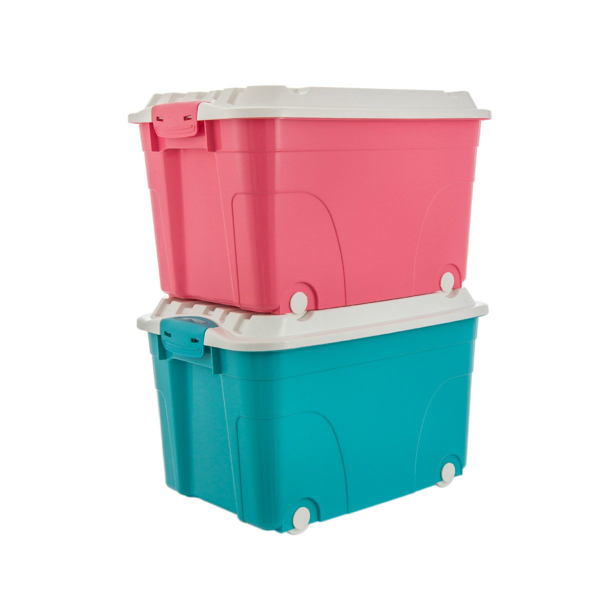 塑料大号带轮收纳箱衣物整理箱玩具储物箱60l2个装