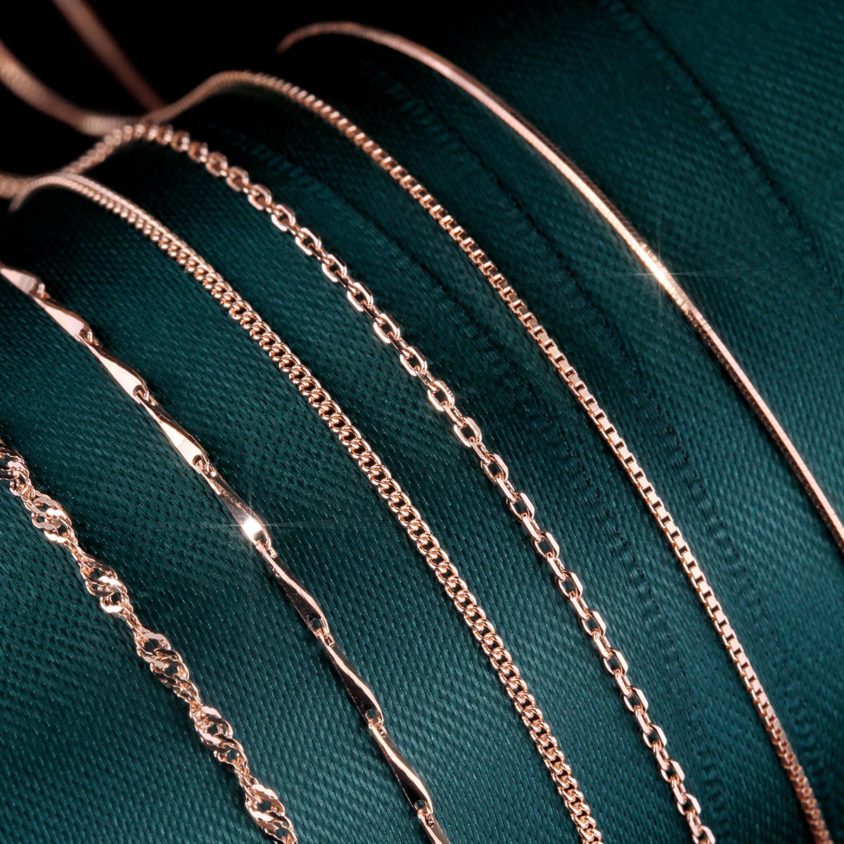 agovski蔻斯琦s925银项链镀玫瑰金简约百搭爆款光链短链锁骨链