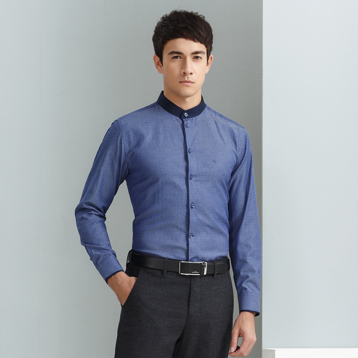 秋装 中华立领商务宴会长衬衫