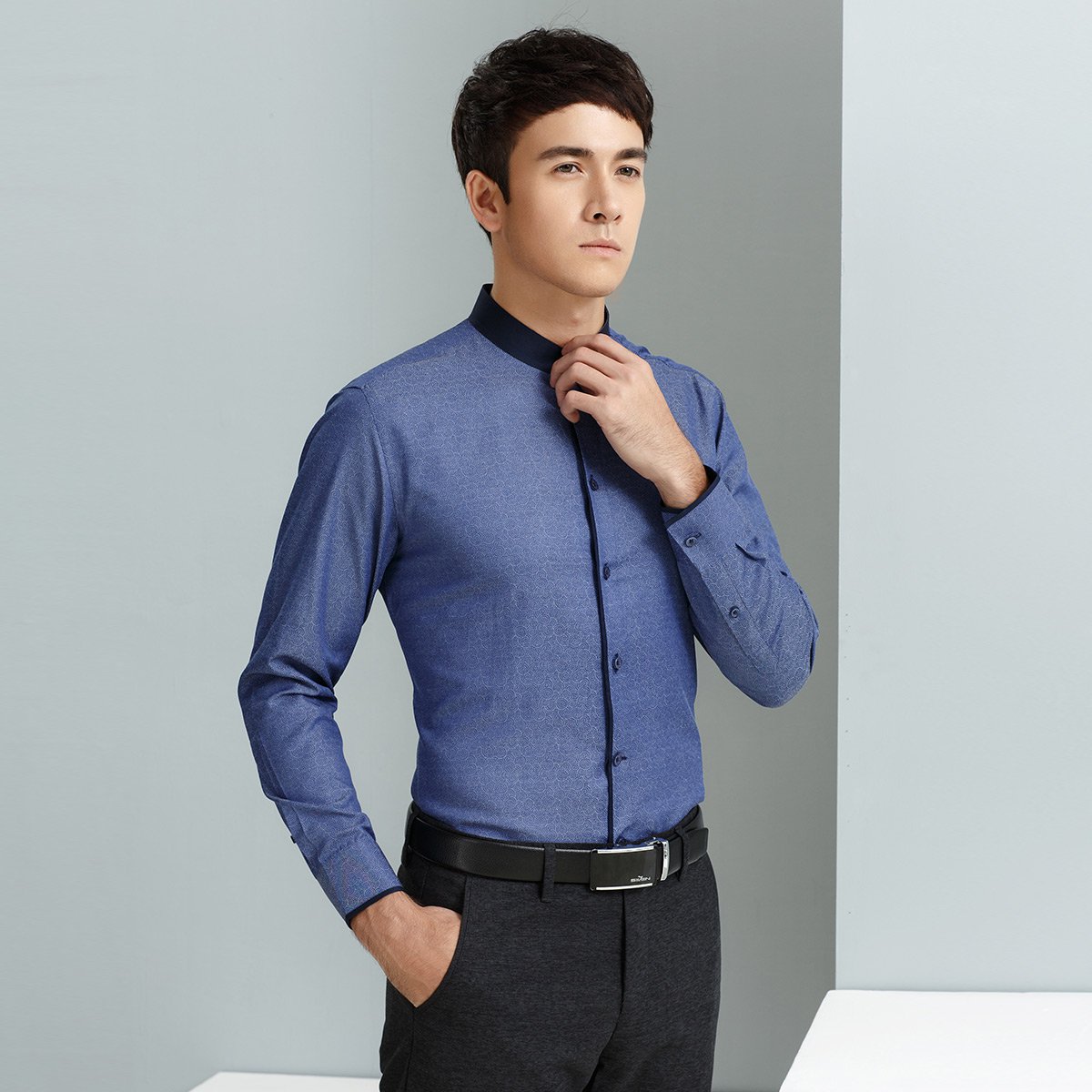 秋装 中华立领商务宴会长衬衫
