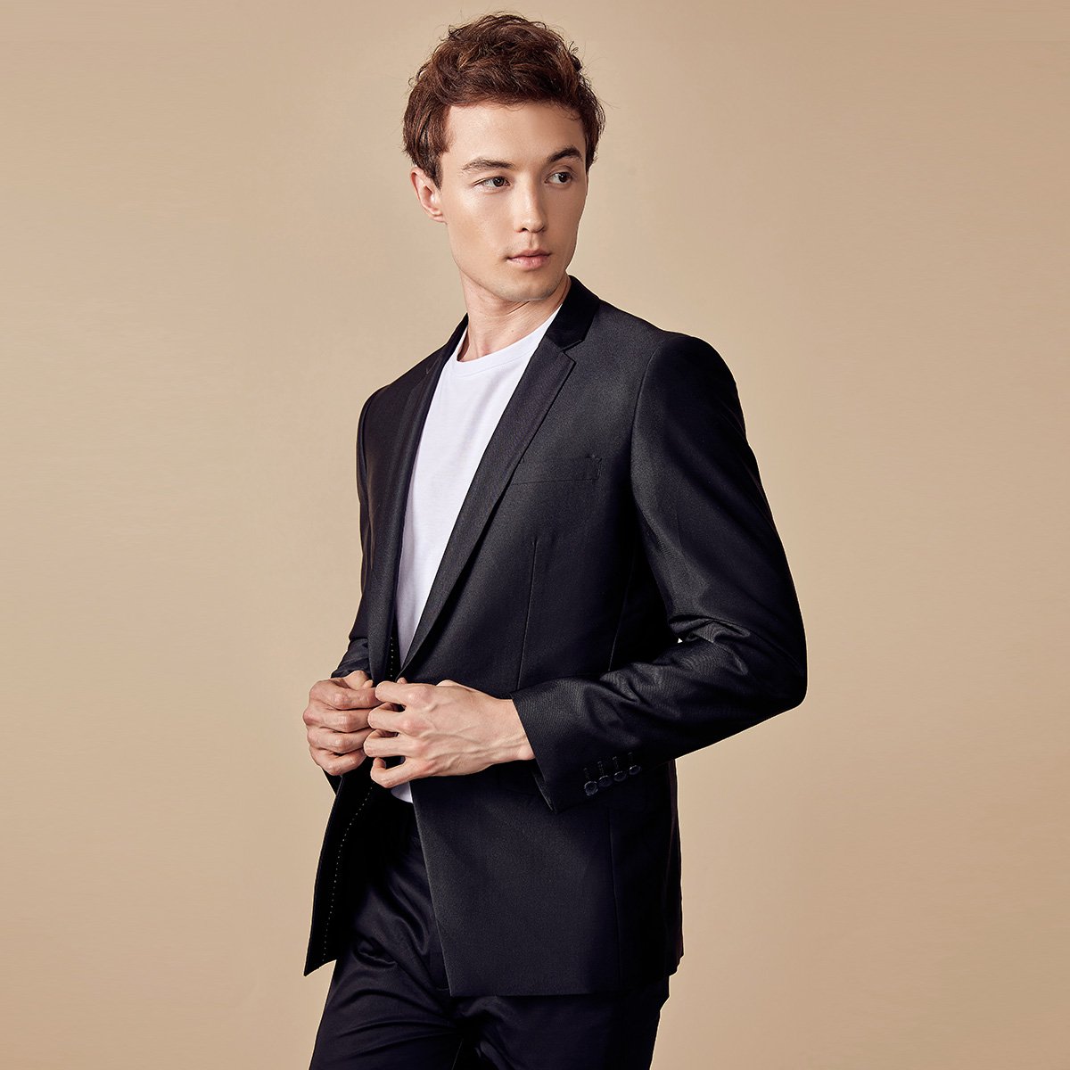 【2018秋新品】直角下摆设计西装休闲商务男士西服