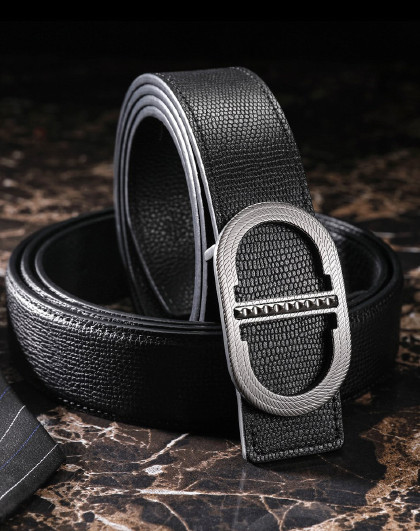 头层牛皮中青年休闲牛仔裤板扣男士皮带腰带男真皮cd