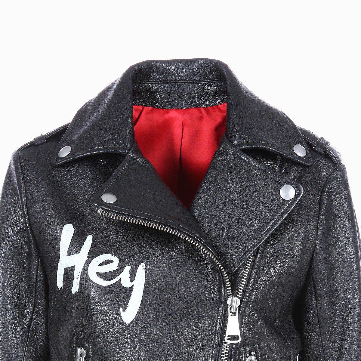 摇滚风皮衣外套潮酷短款翻领字母涂鸦长袖