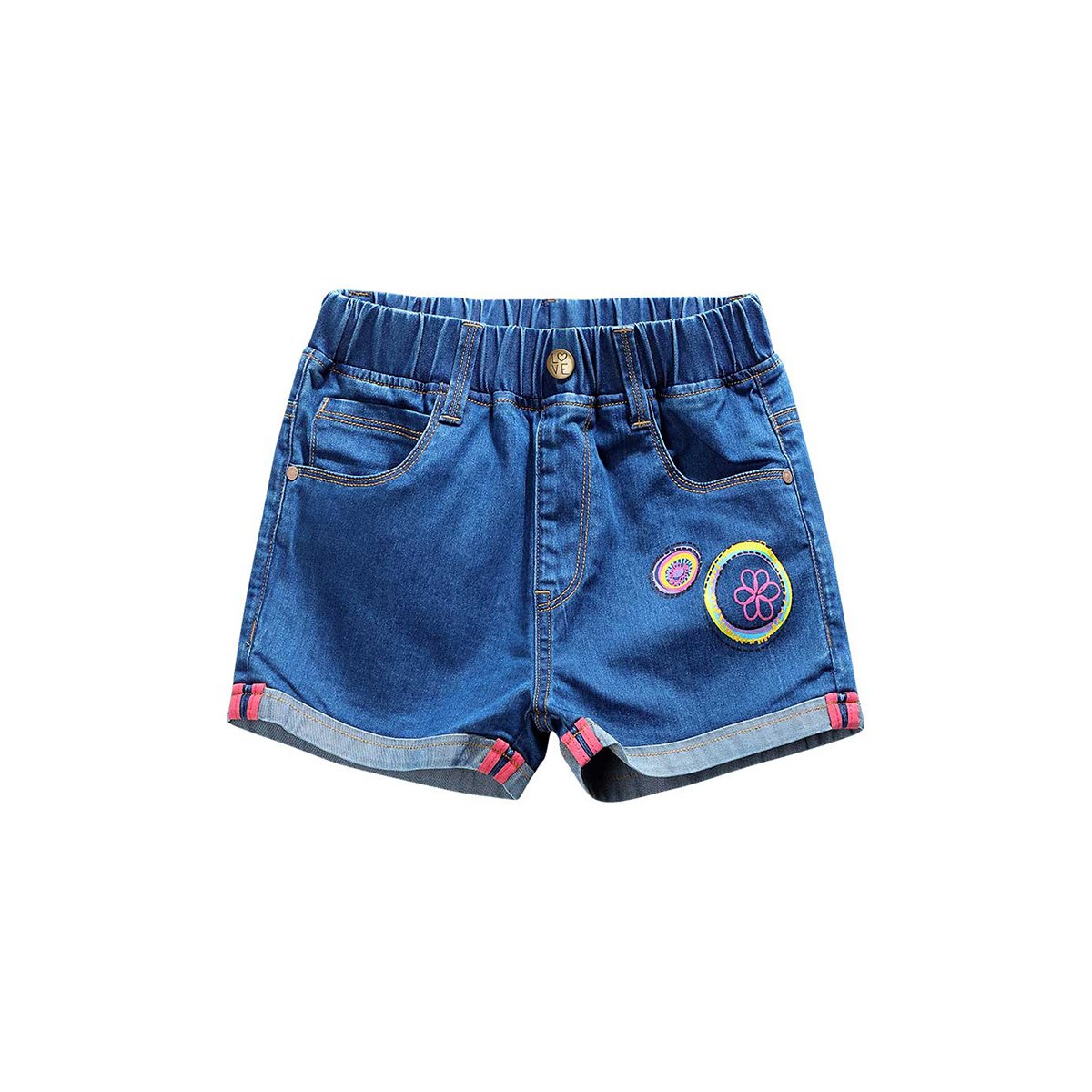 女童时尚可爱图案牛仔短裤