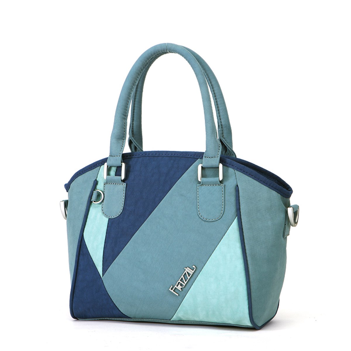 frazzil/法姿欧美休闲手提包女2018新款拼接时尚单肩包帆布女包潮