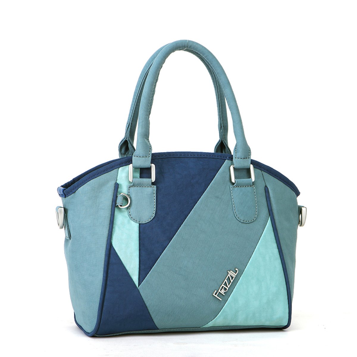 frazzil/法姿欧美休闲手提包女2018新款拼接时尚单肩包帆布女包潮