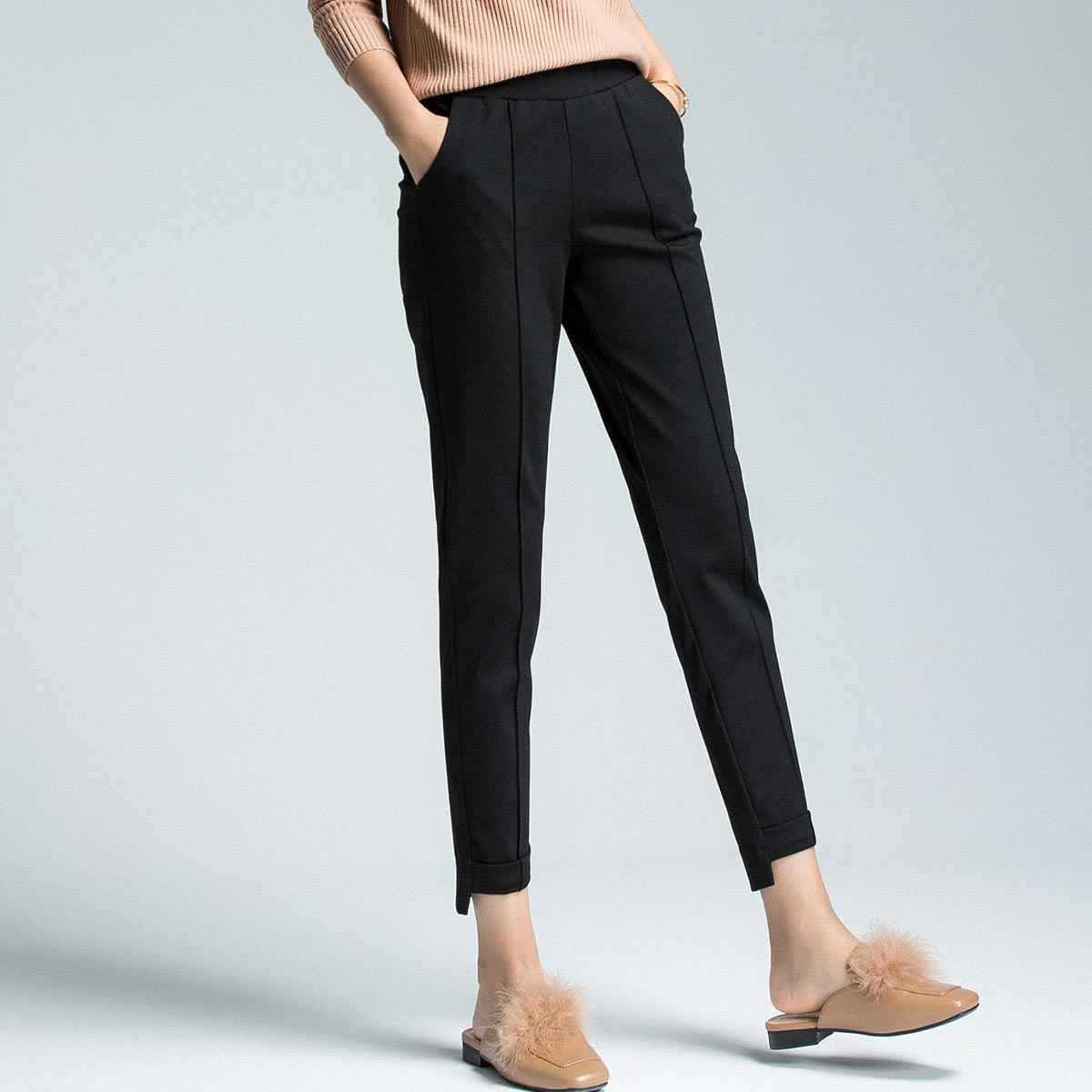 优衣美时尚舒适女裤专场【2018秋季新品】休闲裤九分小脚裤时尚百搭