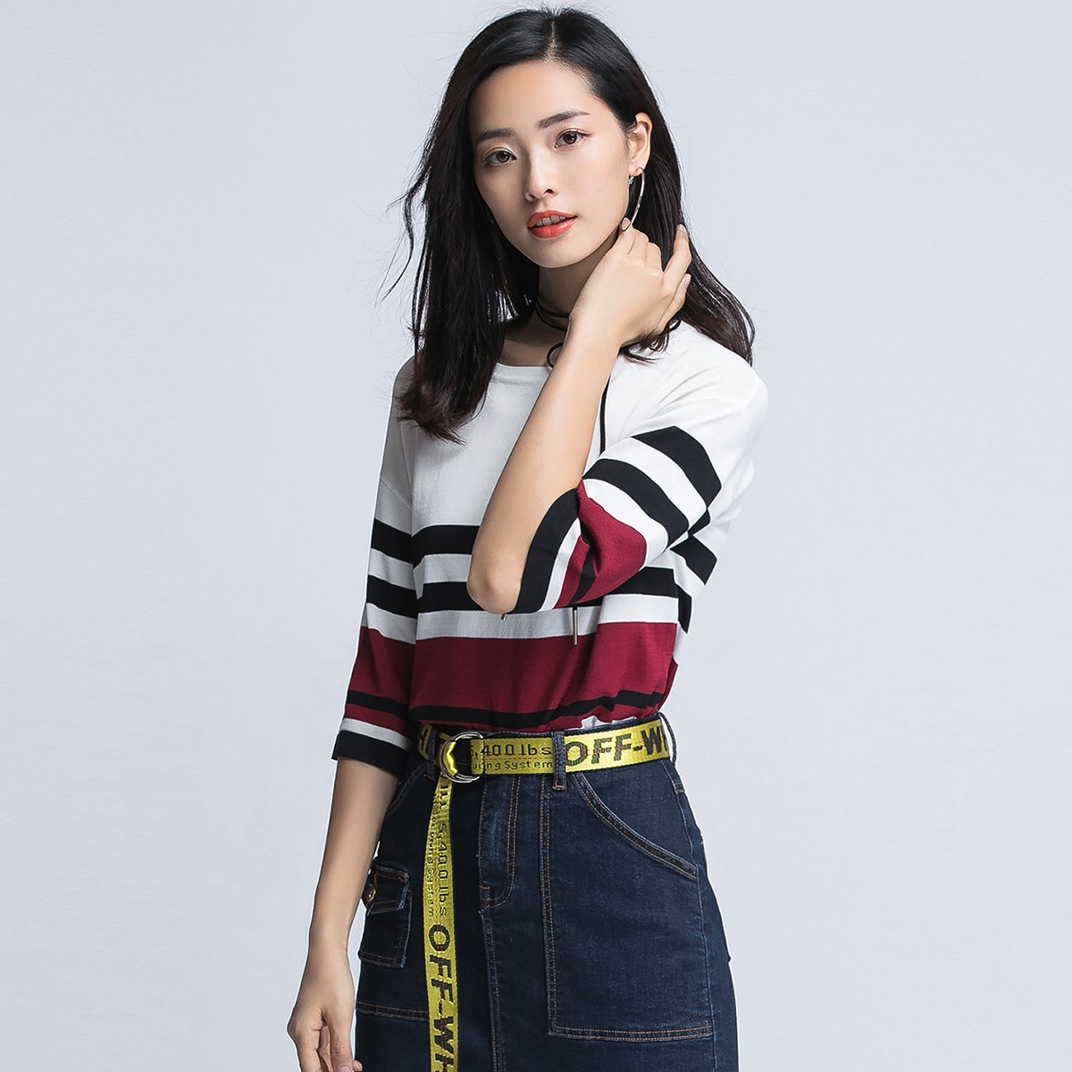 新貌美职场-优衣美女装专场 经典时尚撞色舒适透气毛衣