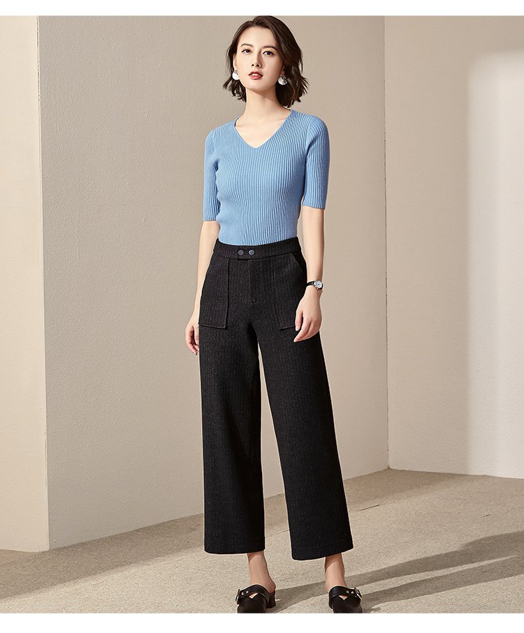 中腰直筒阔腿长裤女宽松休闲时尚2018年新款秋冬复古潮流简约