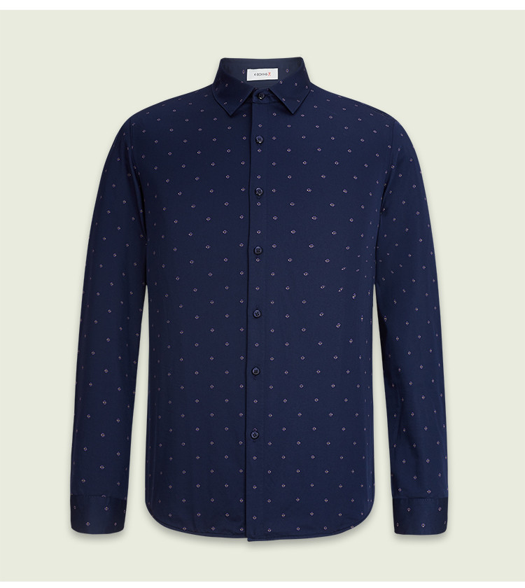 【莱赛尔】男士衬衫数码印花长袖休闲衬衫