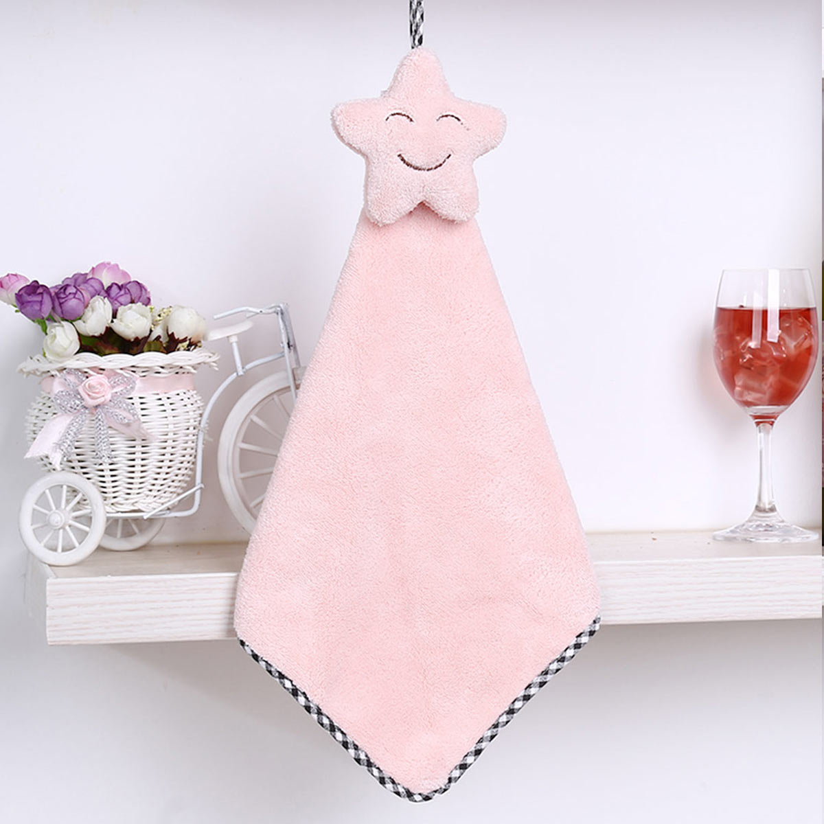 【量贩式4条装】挂式厨卫纯色珊瑚绒擦手布