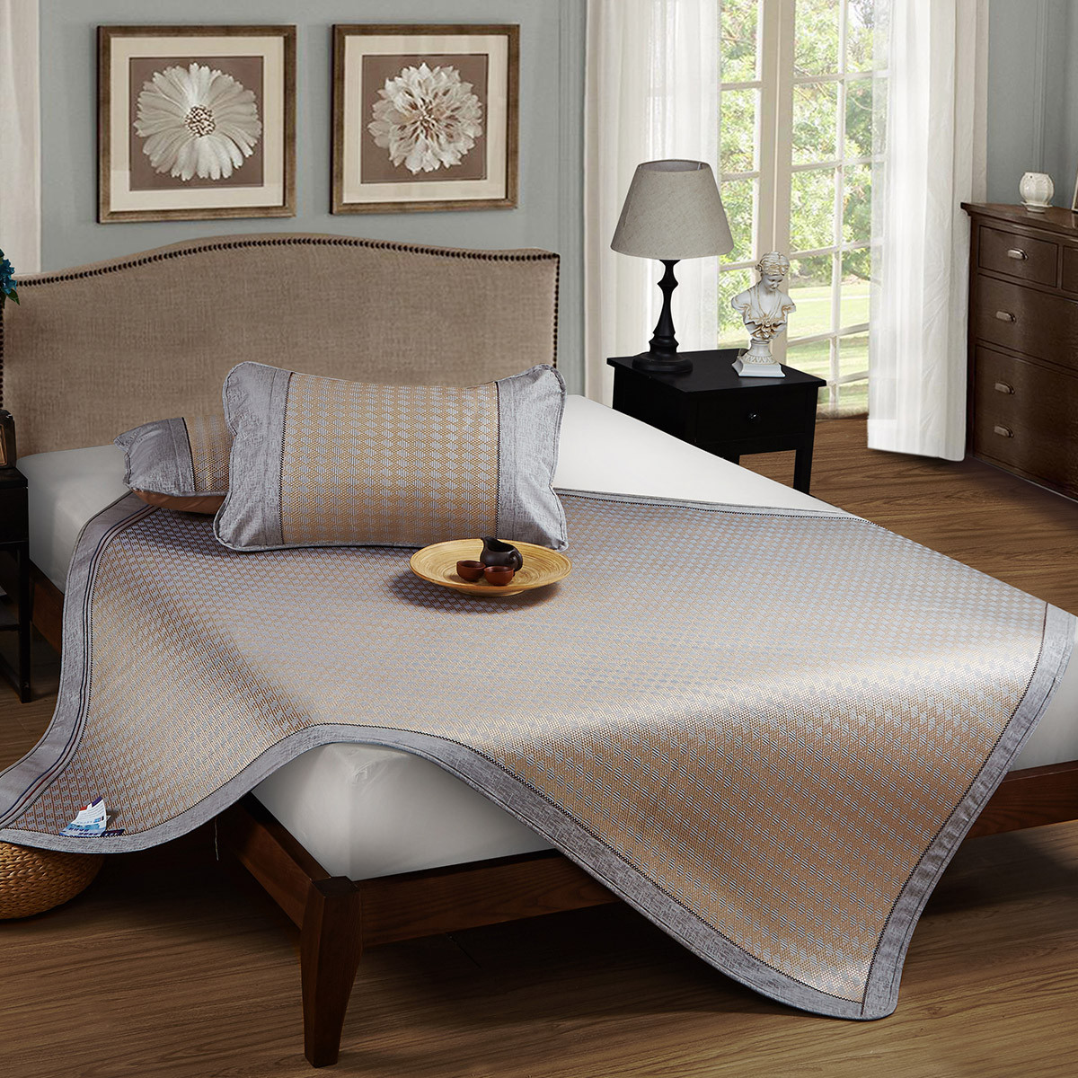 冰丝席冰藤老粗布空调席三件套 可折叠席子夏凉席1880503205-1_唯品会